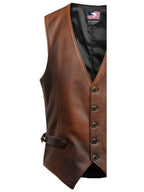 Men Classic Brown Leather Vest - Timber AND Hide