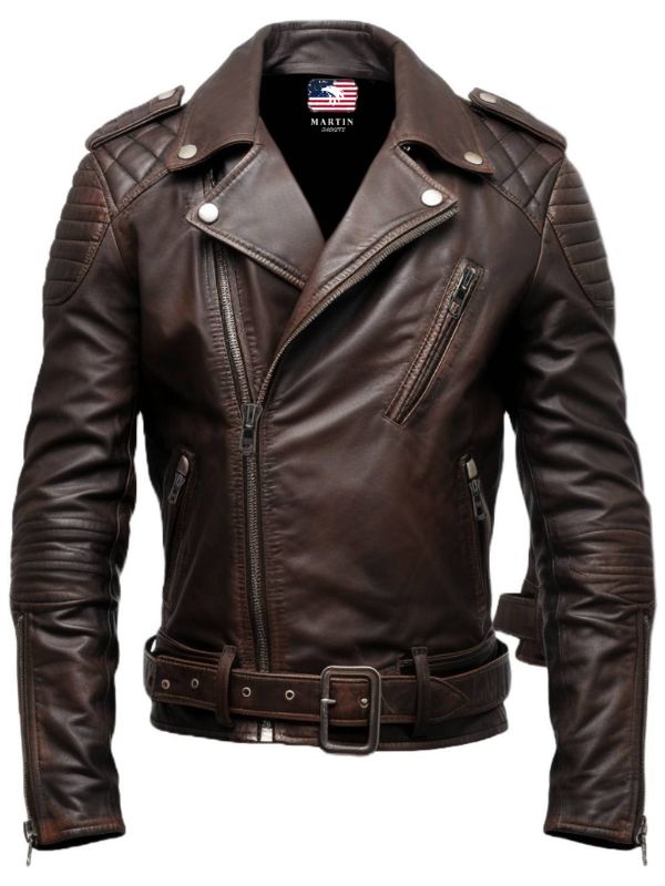 Men’s Dark Brown Biker Leather Jacket - Men’s Brown Leather Jacket