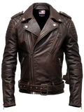 Men’s Dark Brown Biker Leather Jacket - Men’s Brown Leather Jacket
