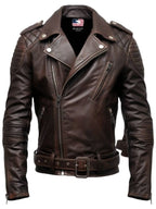 Men’s Dark Brown Biker Leather Jacket - Men’s Brown Leather Jacket