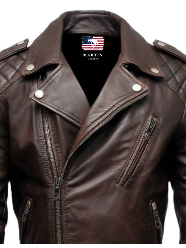 Men’s Dark Brown Biker Leather Jacket - Men’s Brown Leather Jacket