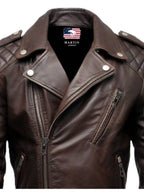 Men’s Dark Brown Biker Leather Jacket - Men’s Brown Leather Jacket