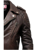 Men’s Dark Brown Biker Leather Jacket - Men’s Brown Leather Jacket