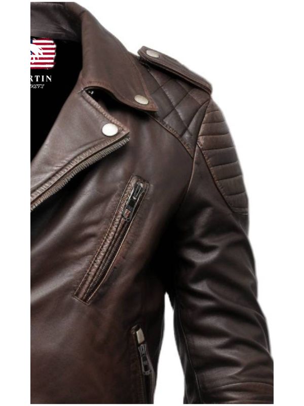 Men’s Dark Brown Biker Leather Jacket - Men’s Brown Leather Jacket