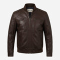 Men Dark Brown Leather Bomber Jacket – Brown Bomber Leather Jacket - Timber AND Hide