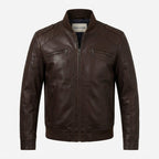Men Dark Brown Leather Bomber Jacket – Brown Bomber Leather Jacket - Timber AND Hide