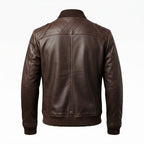 Men Dark Brown Leather Bomber Jacket – Brown Bomber Leather Jacket - Timber AND Hide