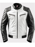 Men’s Harlay Sportage Black &amp; White Faux Leather Jacket