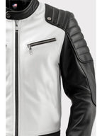 Men’s Harlay Sportage Black &amp; White Faux Leather Jacket