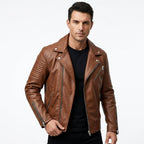 Men Jordan Brown Biker Leather Jacket - Timber AND Hide