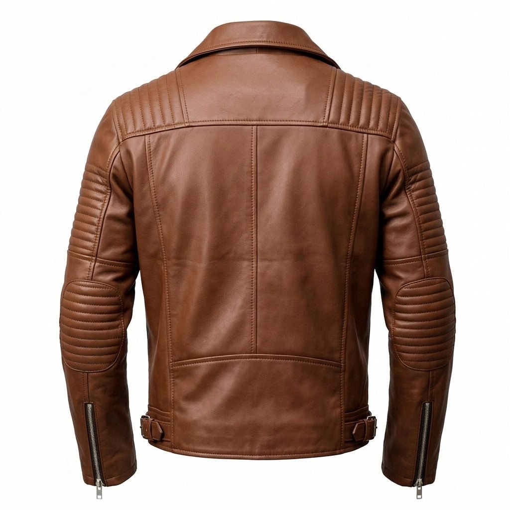 Men Jordan Brown Biker Leather Jacket - Timber AND Hide
