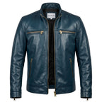 Men Leather Jacket - Navy Blue Leather Jacket - Timber AND Hide