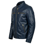 Men Leather Jacket - Navy Blue Leather Jacket - Timber AND Hide