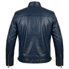 Men Leather Jacket - Navy Blue Leather Jacket - Timber AND Hide