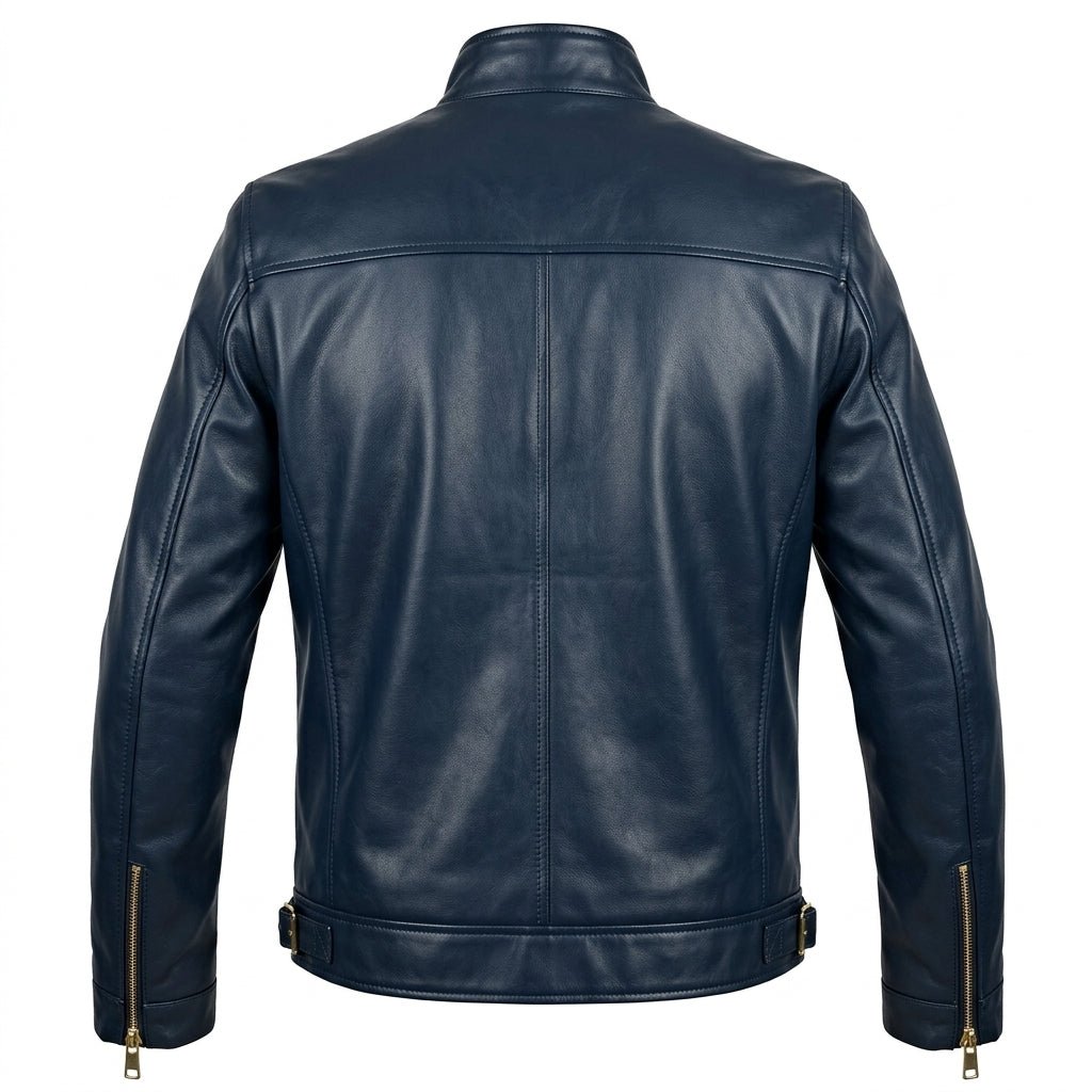 Men Leather Jacket - Navy Blue Leather Jacket - Timber AND Hide