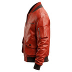 Men Red Leather Bomber Jacket - Timber AND Hide