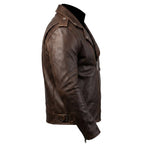 Men Slimfit Rider Brown Leather Jacket - Timber AND Hide