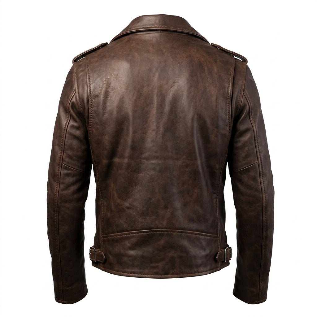 Men Slimfit Rider Brown Leather Jacket - Timber AND Hide