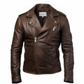 Men Slimfit Rider Brown Leather Jacket - Timber AND Hide