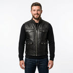 Men Storm Black Leather Vest - Timber AND Hide