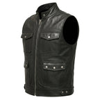 Men Storm Black Leather Vest - Timber AND Hide