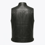 Men Storm Black Leather Vest - Timber AND Hide