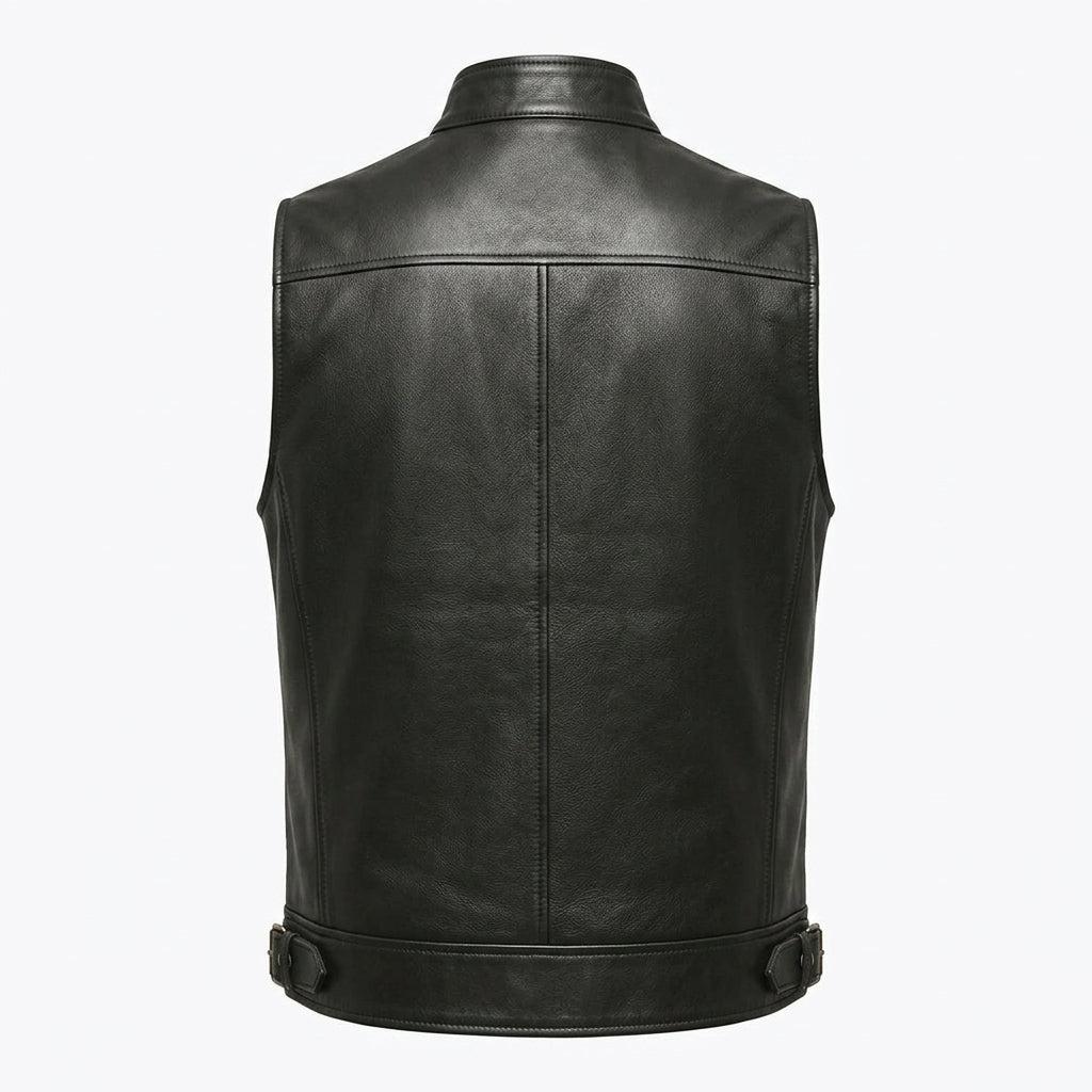 Men Storm Black Leather Vest - Timber AND Hide