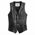 Men Stylish Black Leather Vest - Timber AND Hide