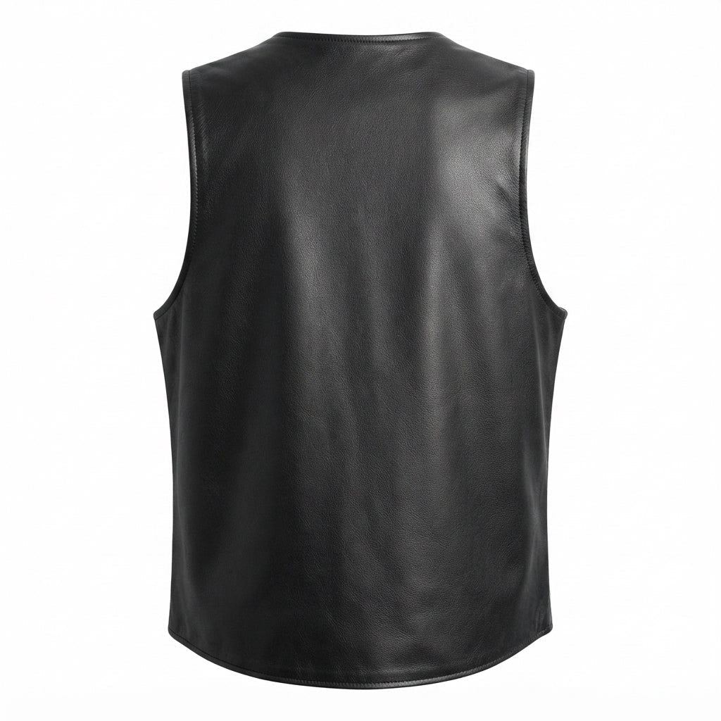 Men Stylish Black Leather Vest - Timber AND Hide