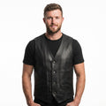 Men Stylish Black Leather Vest - Timber AND Hide