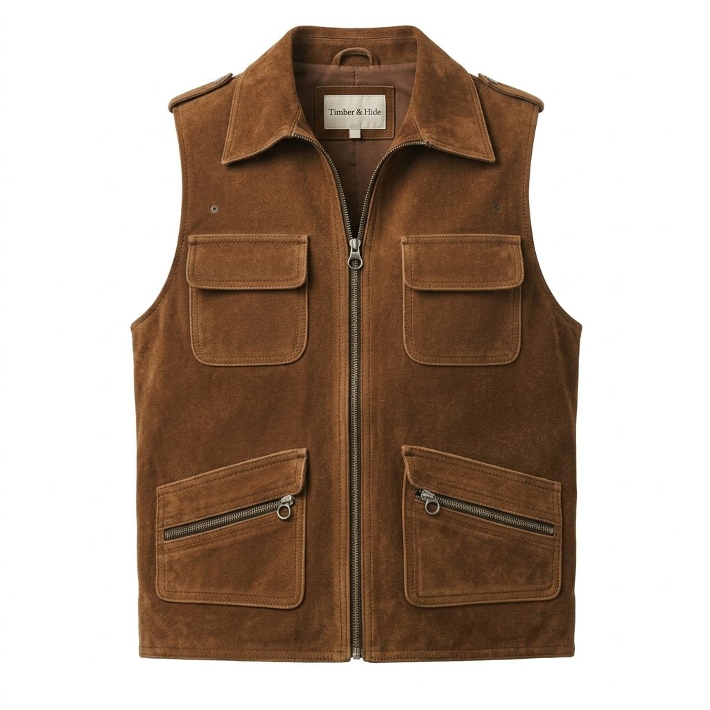 Men Suede Leather Vest - Timber AND Hide