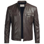 Men Swiss Brown Designer Leather Jacket - Timber AND Hide
