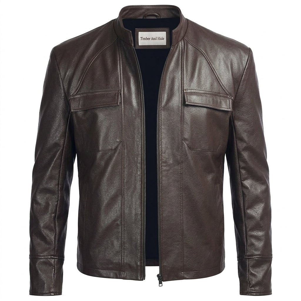 Men Swiss Brown Designer Leather Jacket - Timber AND Hide