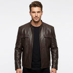 Men Swiss Brown Designer Leather Jacket - Timber AND Hide