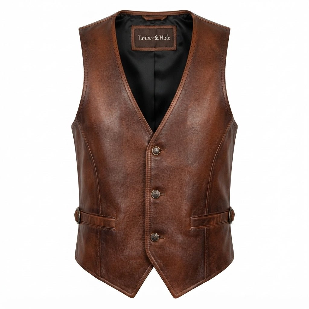 Men Vintage Leather Vest - Timber AND Hide