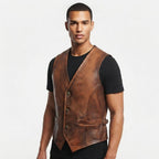 Men Vintage Leather Vest - Timber AND Hide