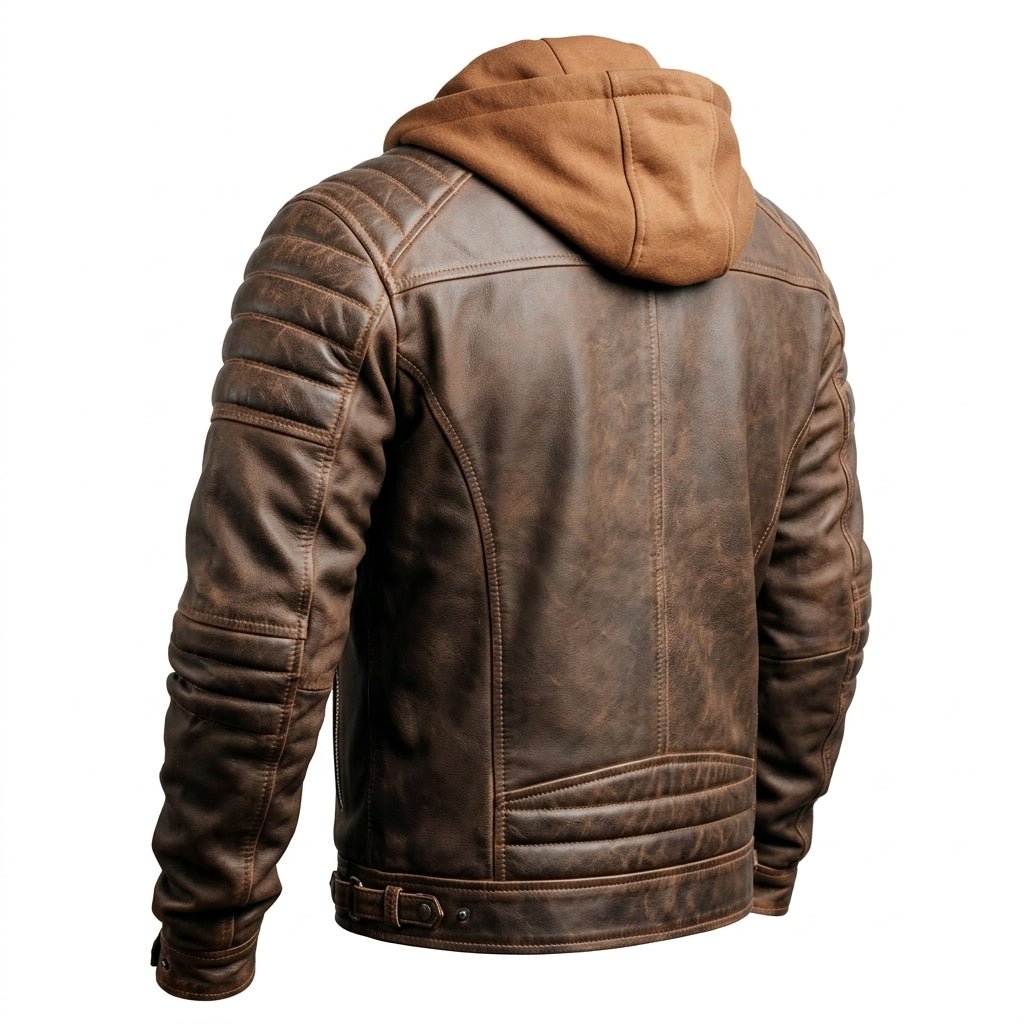 Men Voguish Brown Detachable Hooded Leather Jacket - Timber AND Hide