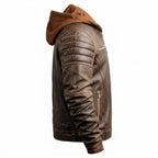 Men Voguish Brown Detachable Hooded Leather Jacket - Timber AND Hide
