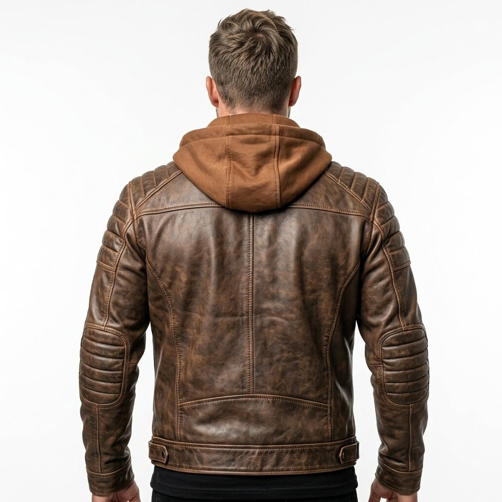Men Voguish Brown Detachable Hooded Leather Jacket - Timber AND Hide