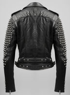 Men’s Black Leather Jacket – Black Biker Studded Jacket