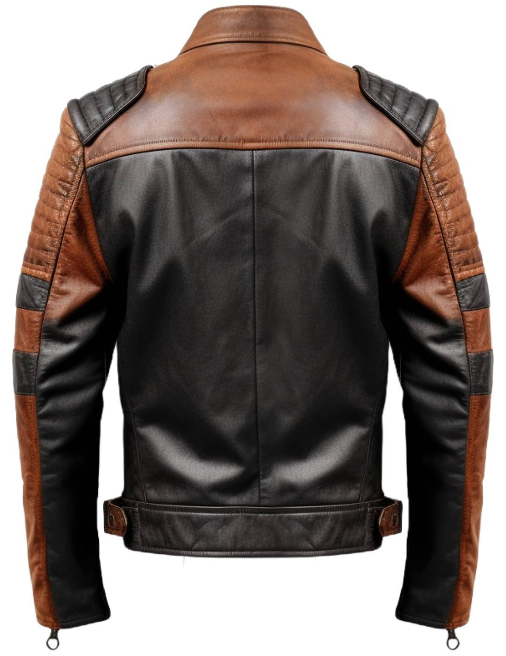 Men’s Brown and Black Leather Jacket - Men’s Brown Leather Biker Jacket