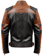 Men’s Brown and Black Leather Jacket - Men’s Brown Leather Biker Jacket