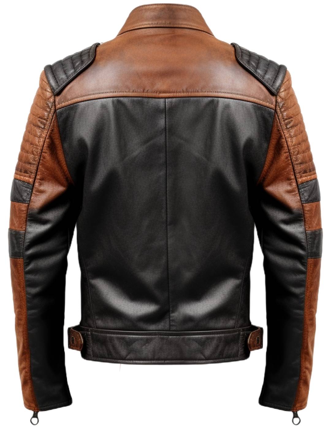 Men’s Brown and Black Leather Jacket - Men’s Brown Leather Biker Jacket