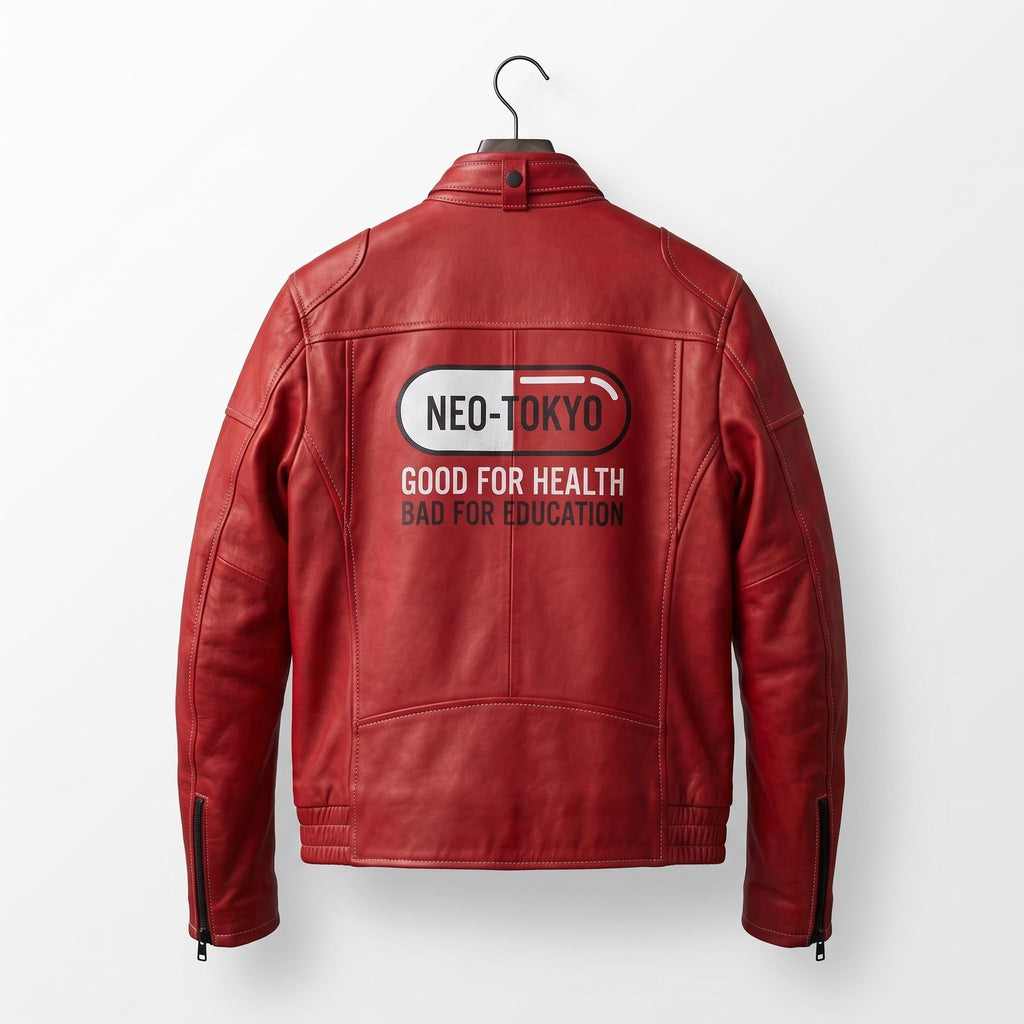 Men's Akira Kaneda Red Leather Jacket | Shotaro Cosplay Biker Coat (Neo-Tokyo) - Timber AND Hide