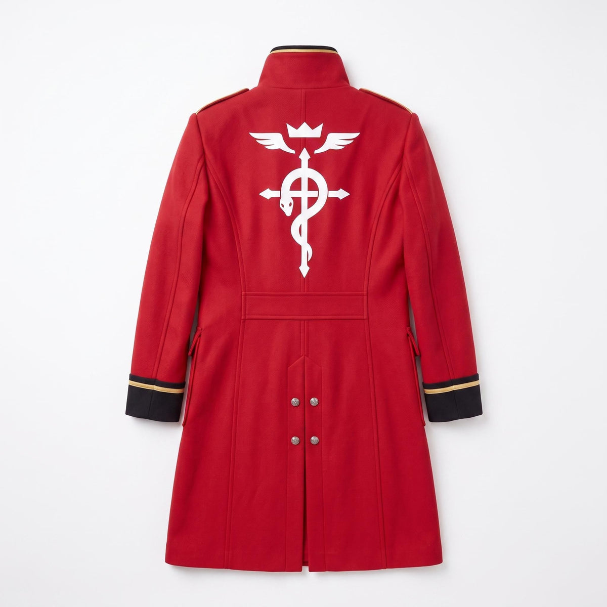 Men's Alchemist Edward Elric Inspired Red Wool Coat Anime Military Cosplay Overcoat Convention - Timber AND Hide