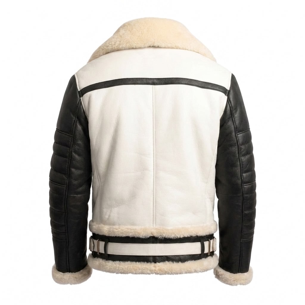 Men’s Aviator B3 Bomber Leather Jacket – Black &amp; White - Timber AND Hide