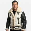 Men’s Aviator B3 Bomber Leather Jacket – Black &amp; White - Timber AND Hide