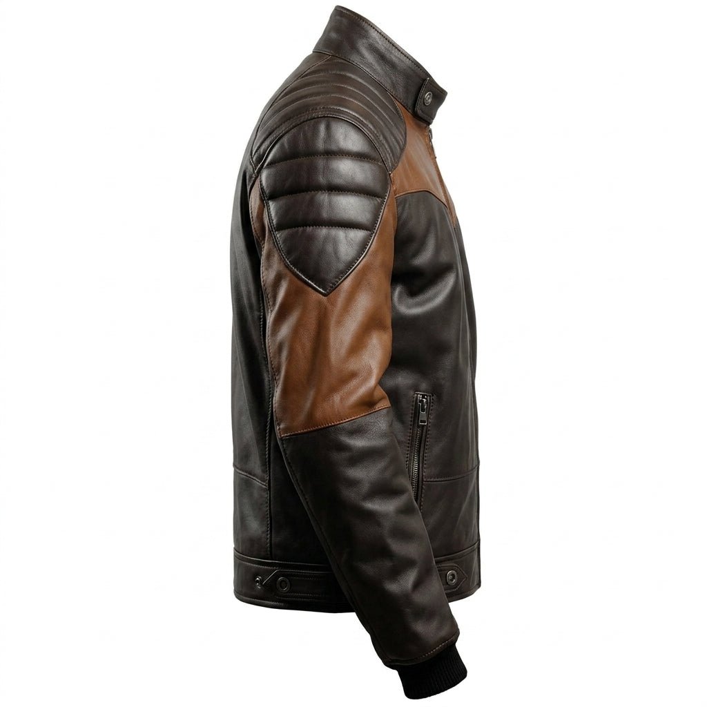Men’s Black and Brown Biker Stylish Leather Jacket - Timber AND Hide
