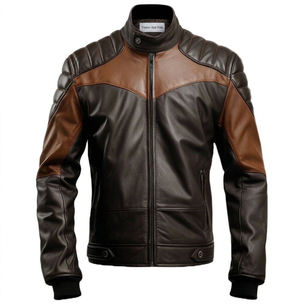 Men’s Black and Brown Biker Stylish Leather Jacket - Timber AND Hide
