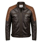 Men’s Black and Brown Leather Jacket - Leather Jacket Black Brown - Timber AND Hide